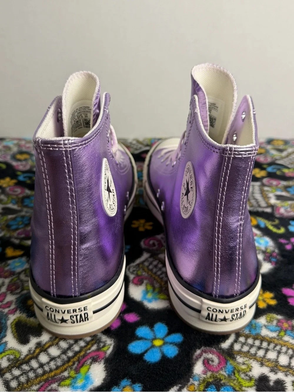 Converse Metallic Purple High-Top Kids Sneakers